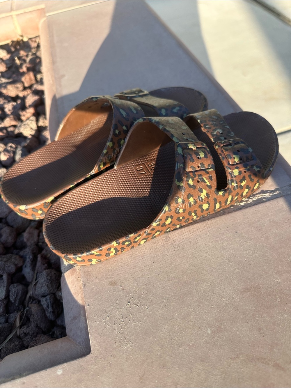 Freedom Moses Leo Slide Sandals - Brown/Green